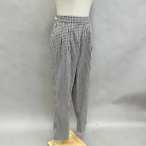 ASOS brown/white gingham pleat front high rise trouser Size 10 Cotton - Picture 10 of 16
